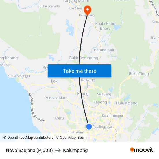 Nova Saujana (Pj608) to Kalumpang map