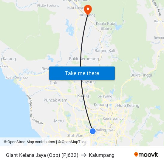 Giant Kelana Jaya (Opp) (Pj632) to Kalumpang map