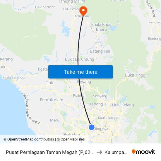 Pusat Perniagaan Taman Megah (Pj626) to Kalumpang map