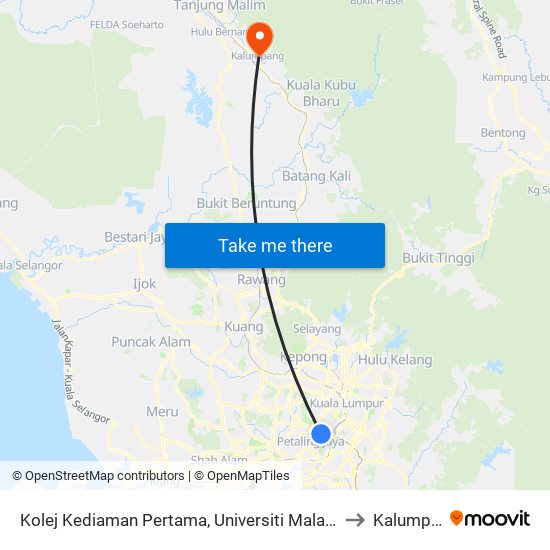 Kolej Kediaman Pertama, Universiti Malaya (Kl1103) to Kalumpang map