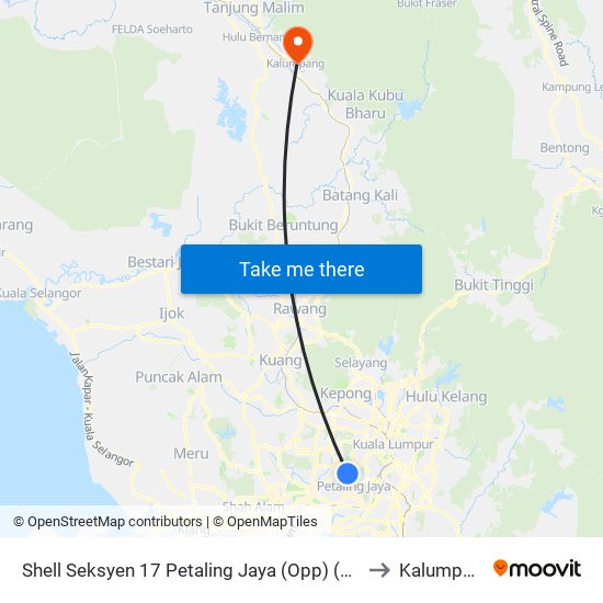 Shell Seksyen 17 Petaling Jaya (Opp) (Pj233) to Kalumpang map
