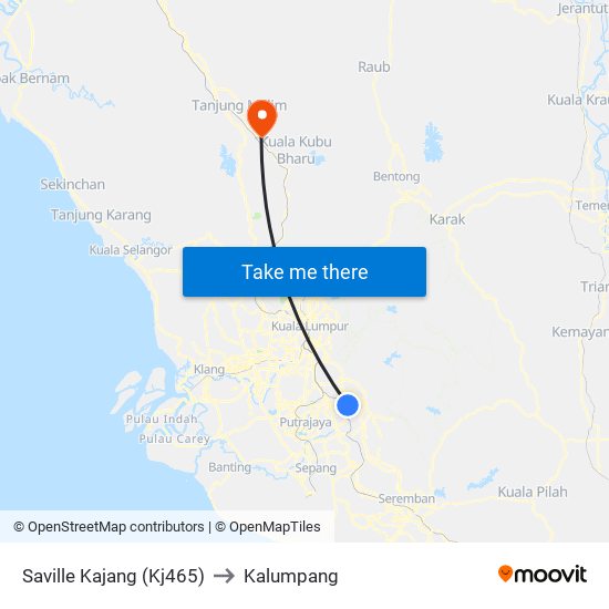 Saville Kajang (Kj465) to Kalumpang map