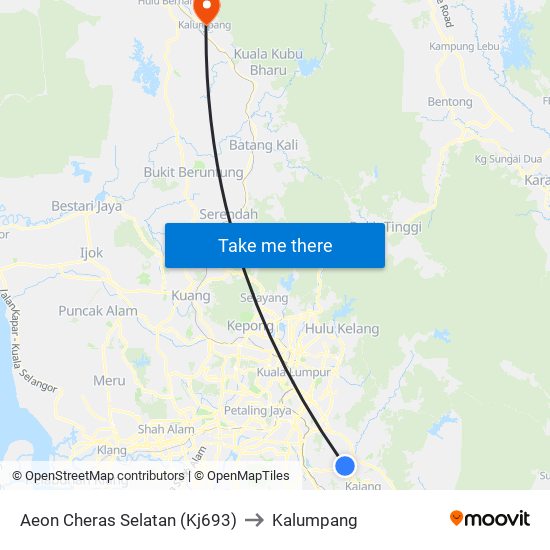 Aeon Cheras Selatan (Kj693) to Kalumpang map