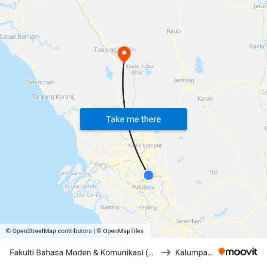 Fakulti Bahasa Moden & Komunikasi (Opp) to Kalumpang map