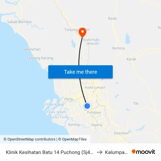 Klinik Kesihatan Batu 14 Puchong (Sj492) to Kalumpang map
