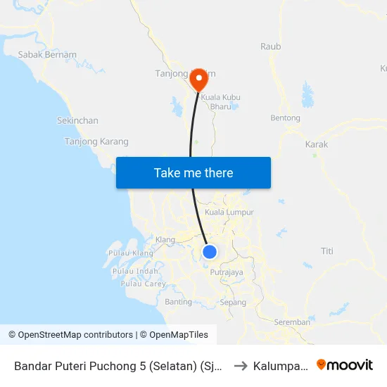 Bandar Puteri Puchong 5 (Selatan) (Sj469) to Kalumpang map