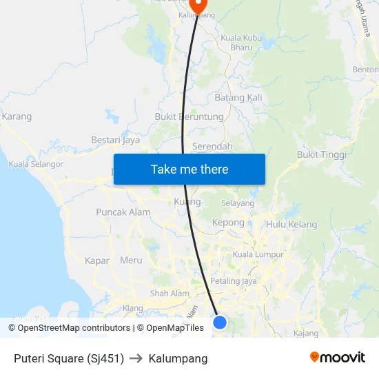 Puteri Square (Sj451) to Kalumpang map
