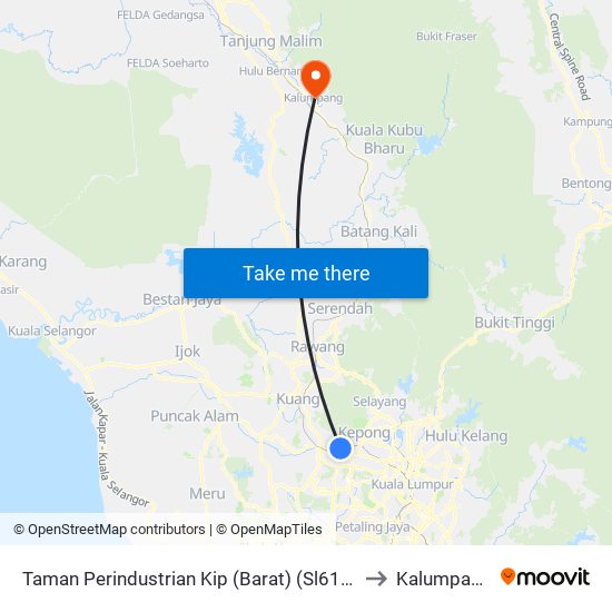 Taman Perindustrian Kip (Barat) (Sl618) to Kalumpang map