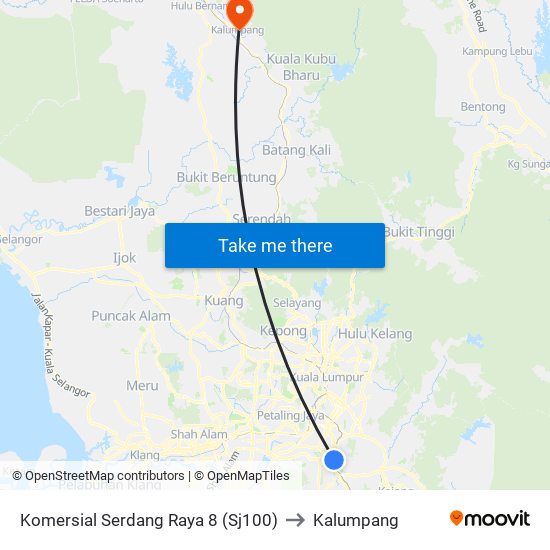 Komersial Serdang Raya 8 (Sj100) to Kalumpang map