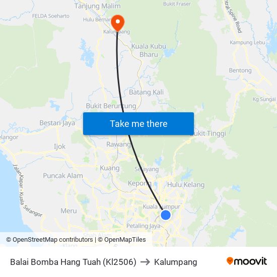 Balai Bomba Hang Tuah (Kl2506) to Kalumpang map