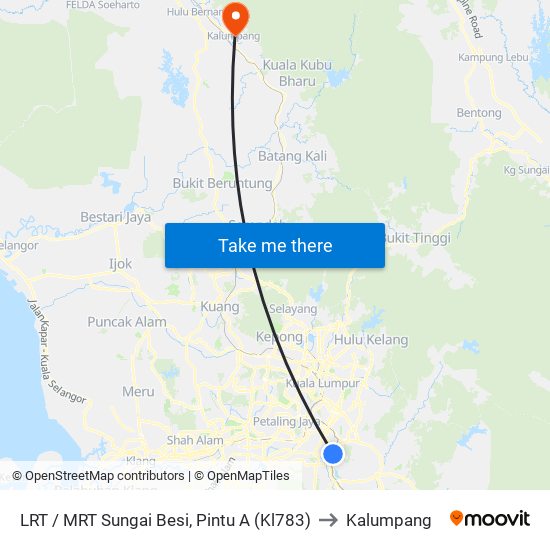 LRT / MRT Sungai Besi, Pintu A (Kl783) to Kalumpang map