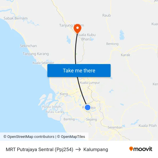 MRT Putrajaya Sentral (Ppj254) to Kalumpang map
