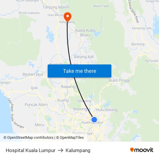 Hospital Kuala Lumpur to Kalumpang map