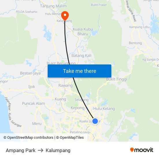 Ampang Park to Kalumpang map