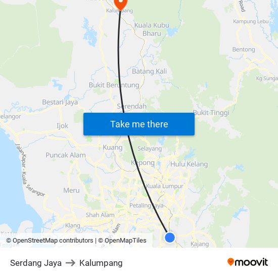 Serdang Jaya to Kalumpang map
