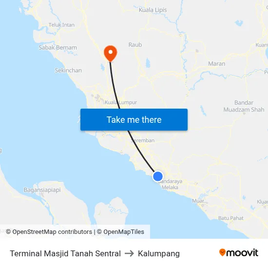 Terminal Masjid Tanah Sentral to Kalumpang map