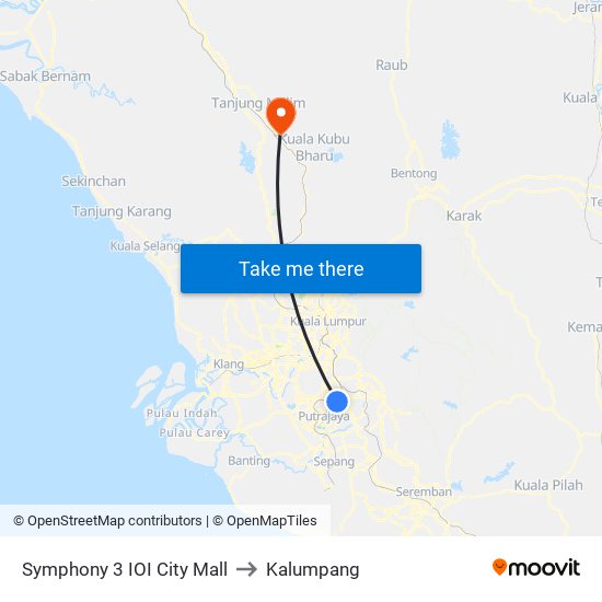 Symphony 3 IOI City Mall to Kalumpang map