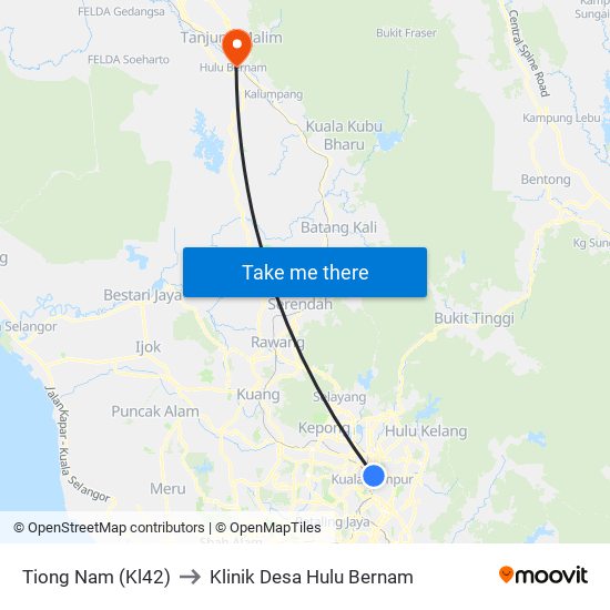 Tiong Nam (Kl42) to Klinik Desa Hulu Bernam map