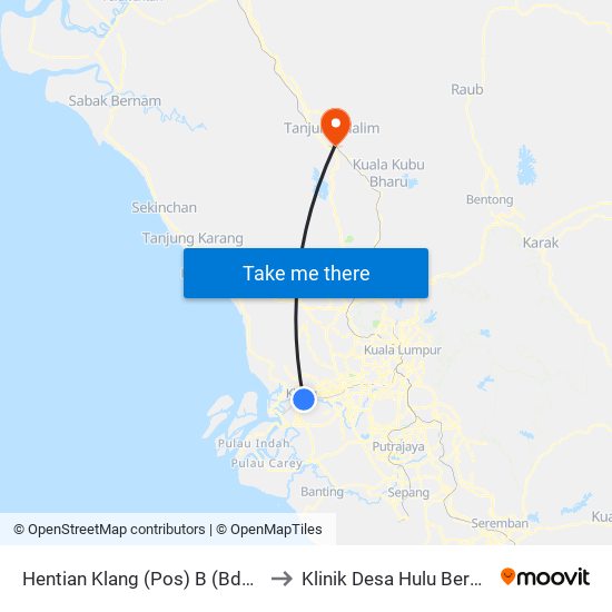 Hentian Klang (Pos) B (Bd664) to Klinik Desa Hulu Bernam map