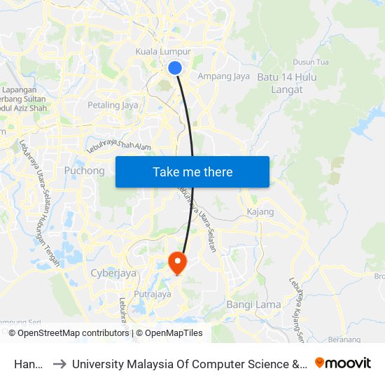 Hang Tuah to University Malaysia Of Computer Science & Engineering (UniMY),Cyberjaya map