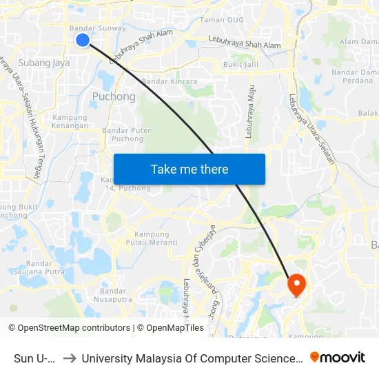 Sun U-Monash to University Malaysia Of Computer Science & Engineering (UniMY),Cyberjaya map