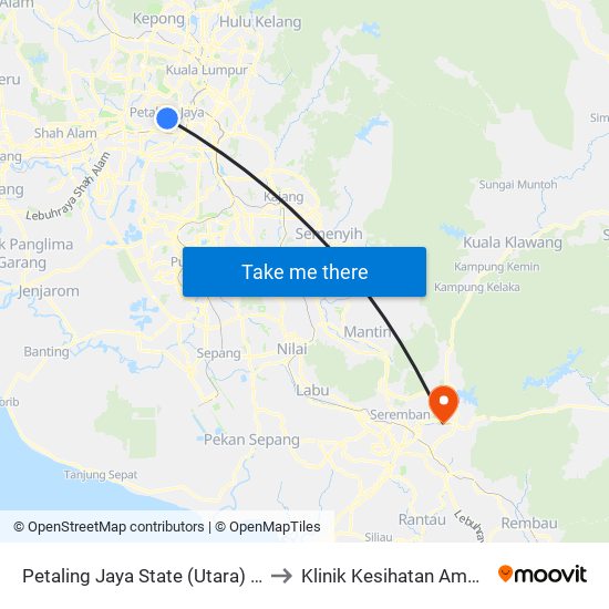 Petaling Jaya State (Utara) (Pj433) to Klinik Kesihatan Ampangan map