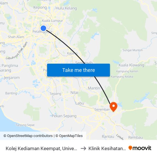 Kolej Kediaman Keempat, Universiti Malaya (Kl2348) to Klinik Kesihatan Ampangan map