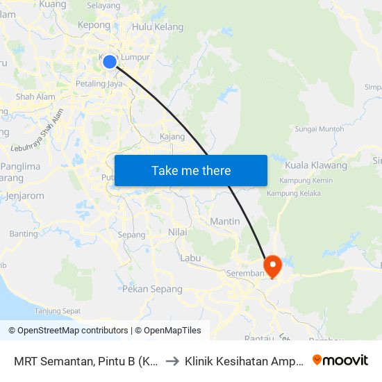 MRT Semantan, Pintu B (Kl1174) to Klinik Kesihatan Ampangan map