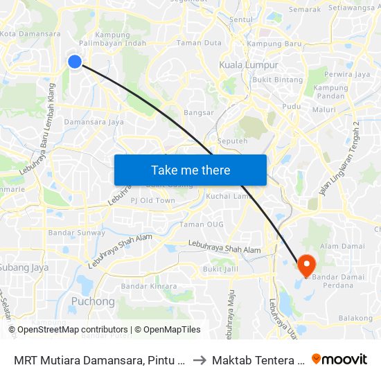 MRT Mutiara Damansara, Pintu B (Pj809) to Maktab Tentera Diraja map