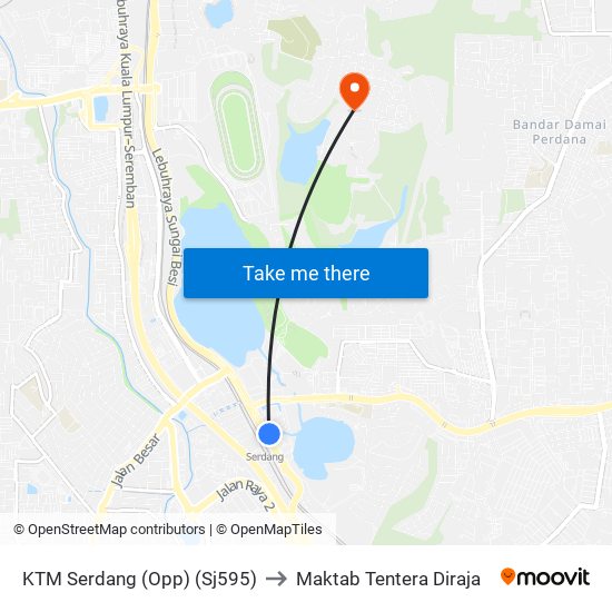 KTM Serdang (Opp) (Sj595) to Maktab Tentera Diraja map