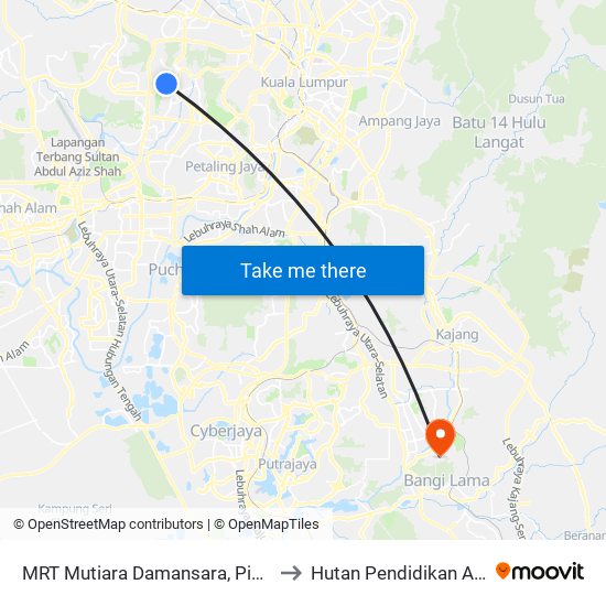 MRT Mutiara Damansara, Pintu B (Pj809) to Hutan Pendidikan Alam UKM map