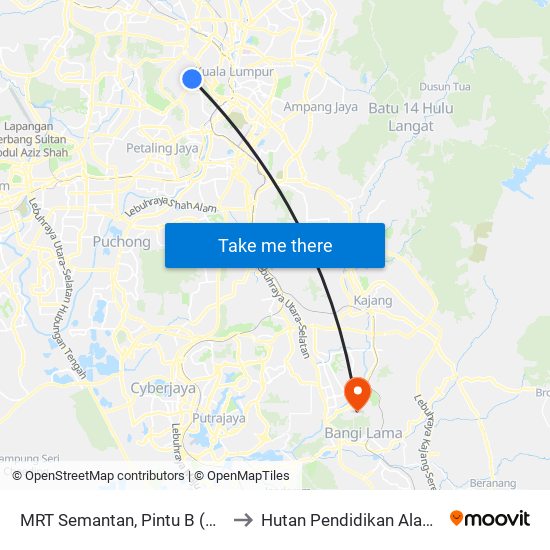 MRT Semantan, Pintu B (Kl1174) to Hutan Pendidikan Alam UKM map