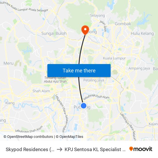 Skypod Residences (Sj447) to KPJ Sentosa KL Specialist Hospital map