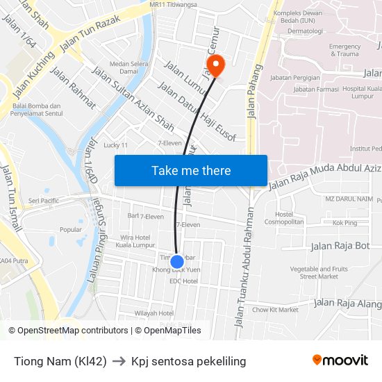 Tiong Nam (Kl42) to Kpj sentosa pekeliling map