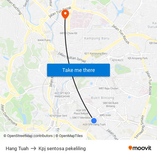 Hang Tuah to Kpj sentosa pekeliling map