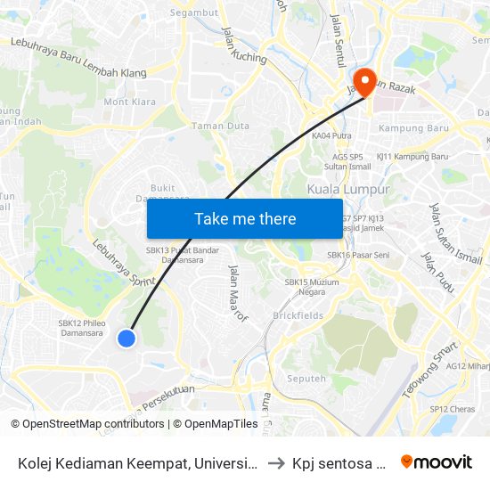 Kolej Kediaman Keempat, Universiti Malaya (Kl2348) to Kpj sentosa pekeliling map