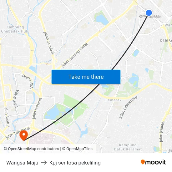Wangsa Maju to Kpj sentosa pekeliling map