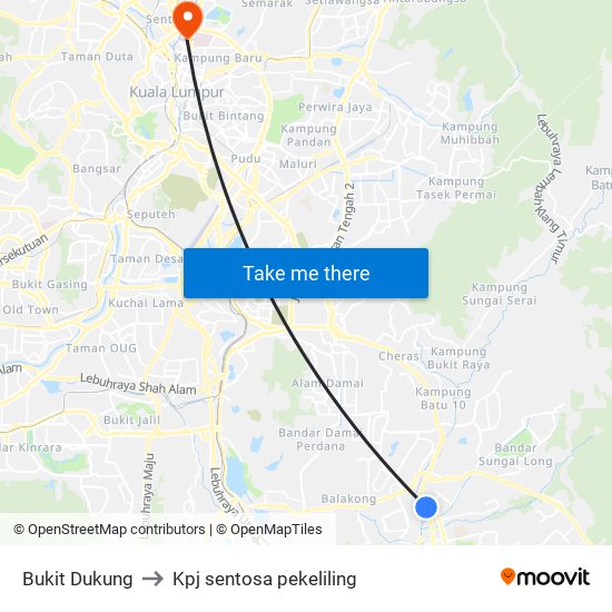 Bukit Dukung to Kpj sentosa pekeliling map