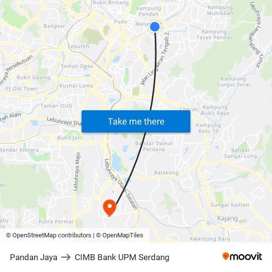 Pandan Jaya to CIMB Bank UPM Serdang map