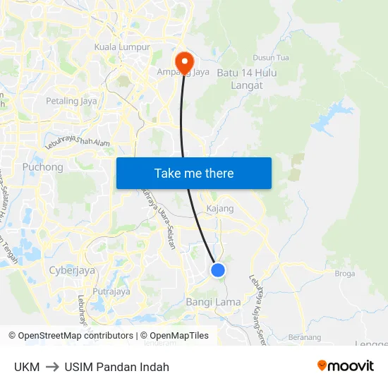 UKM to USIM Pandan Indah map
