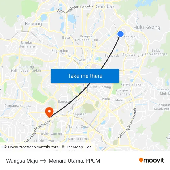 Wangsa Maju to Menara Utama, PPUM map