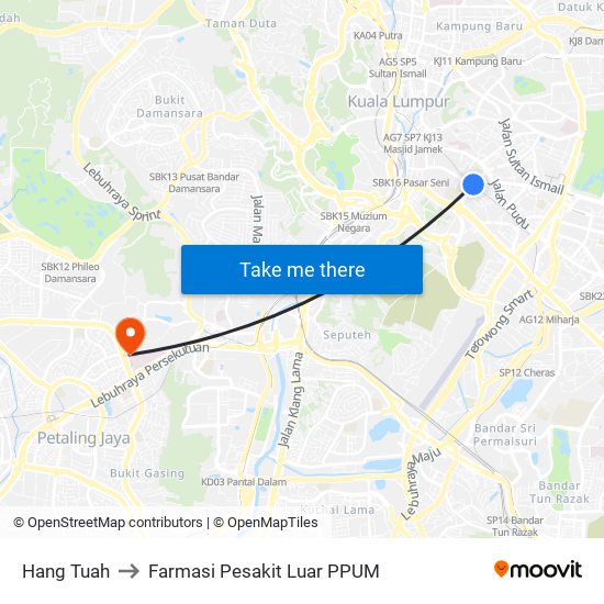 Hang Tuah to Farmasi Pesakit Luar PPUM map