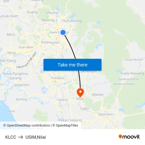 KLCC to USIM,Nilai map