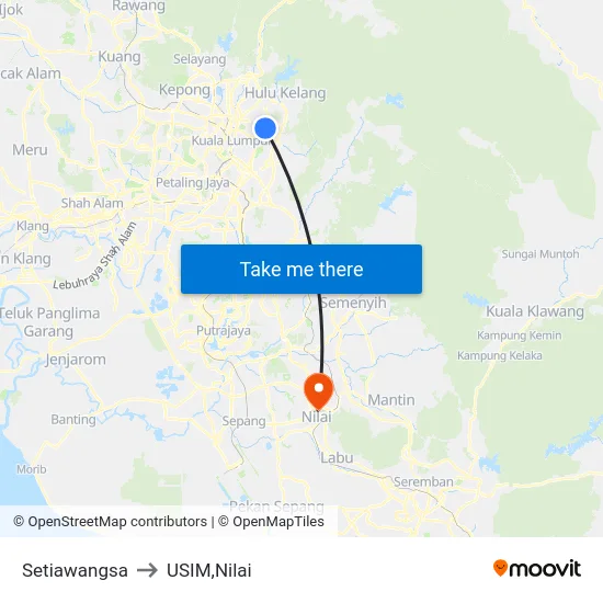 Setiawangsa to USIM,Nilai map