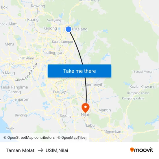 Taman Melati to USIM,Nilai map
