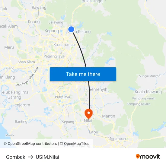 Gombak to USIM,Nilai map