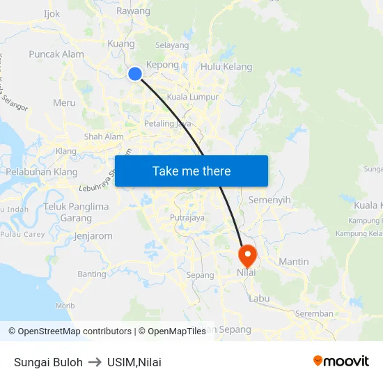 Sungai Buloh to USIM,Nilai map