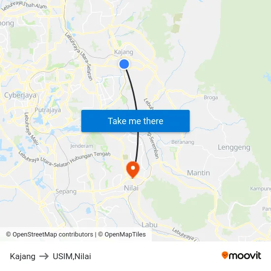 Kajang to USIM,Nilai map