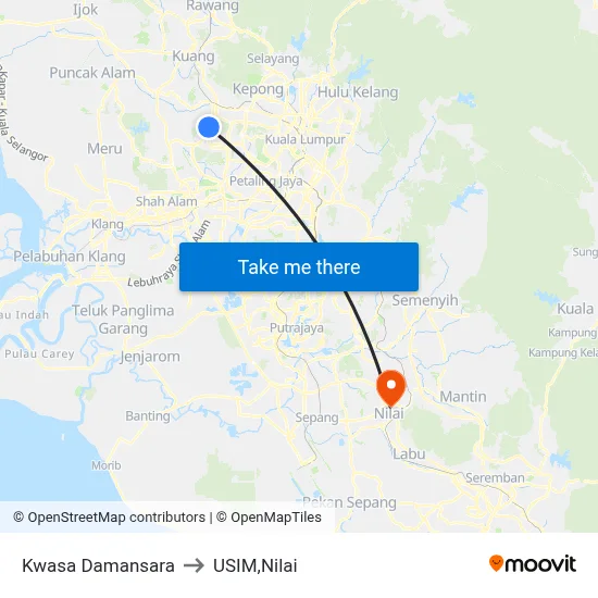 Kwasa Damansara to USIM,Nilai map