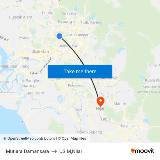 Mutiara Damansara to USIM,Nilai map